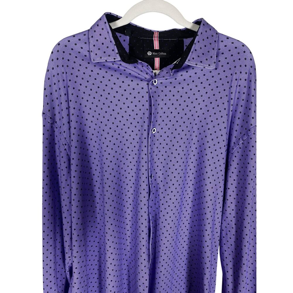 Men's Max Colton Purple Polka Dot Long Sleeve Casual Button Down 2XL